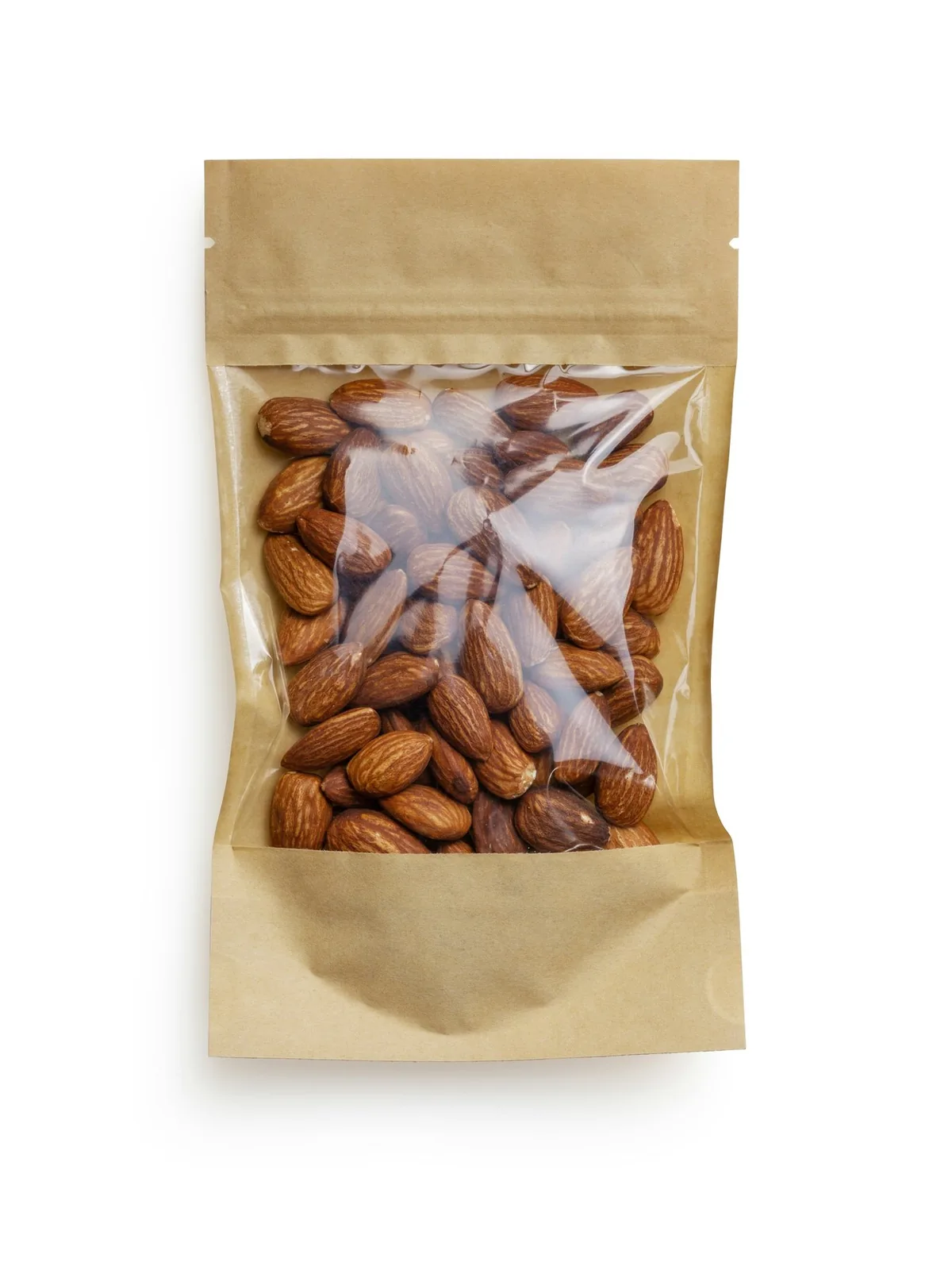 Sachet kraft à fenêtre rempli d’amandes