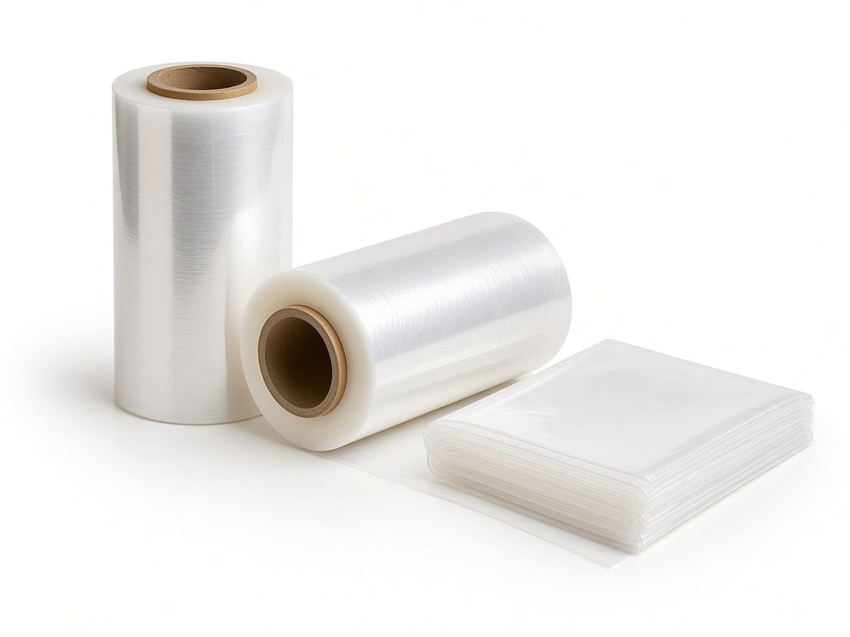 Rouleaux de film PE transparent et gaine pliée